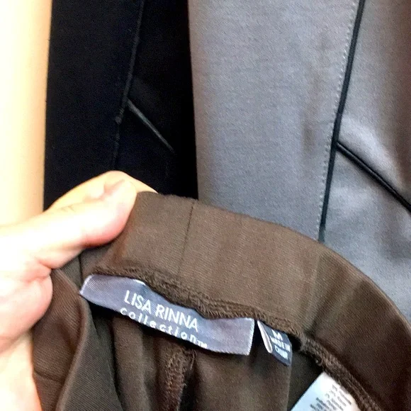 Bundle/3 Narrow Ankle, Stretch Waist, Pull on Pants - Black, Brown & Grey - Picture 6 of 9